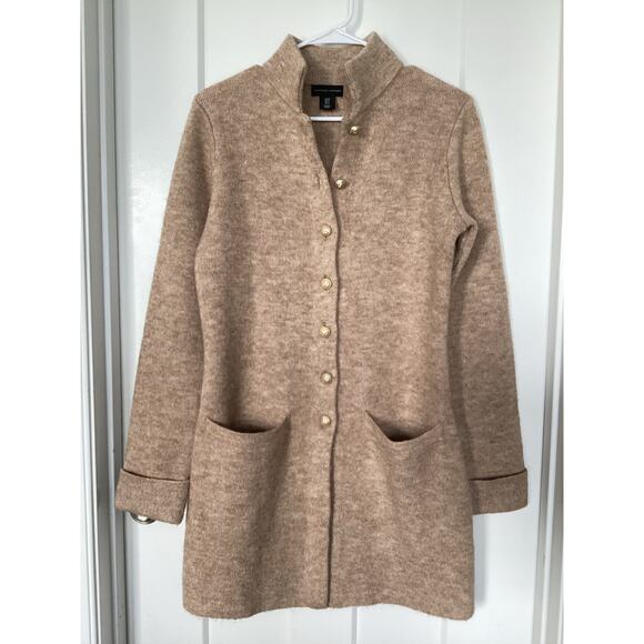 Adrienne Vittadini Women's Wool Duster Button Front Sweater Tan Size Small - Picture 1 of 9